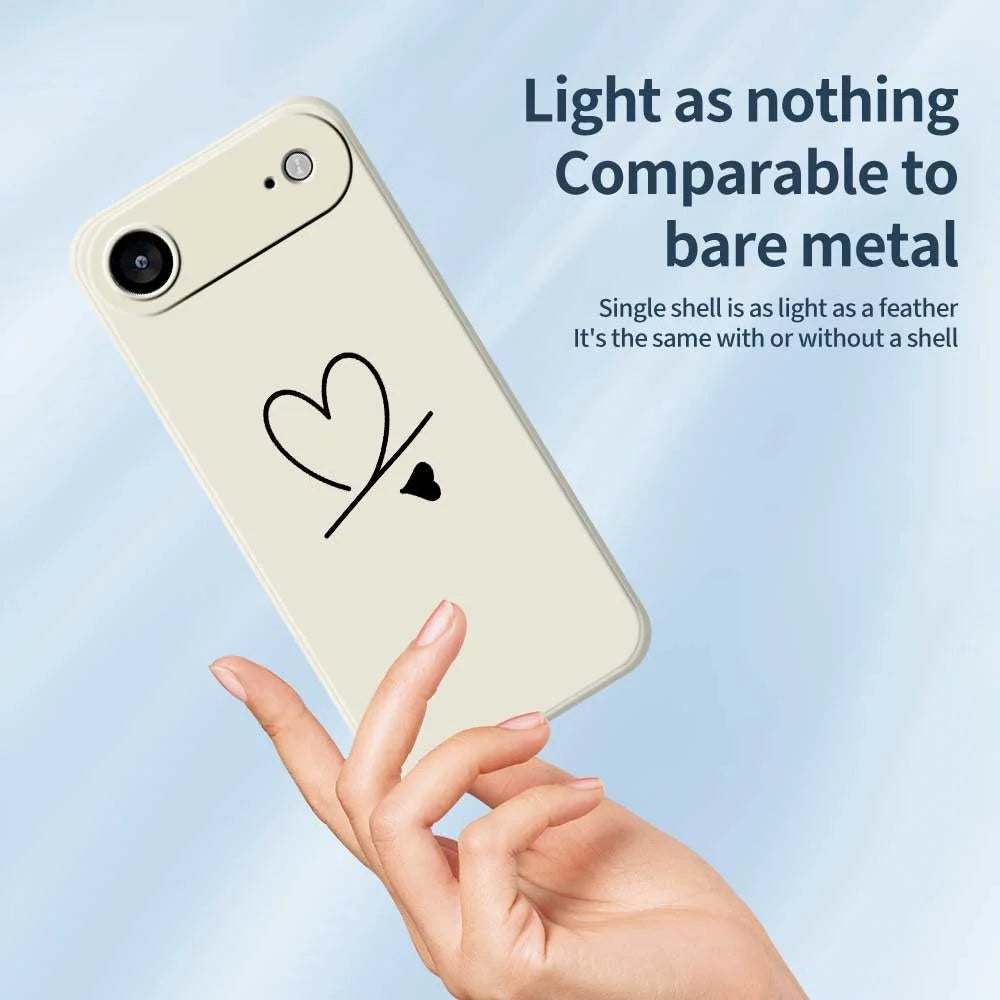 For iPhone Air Case Black Love Pattern Printing Straight Edge TPU Phone Back Cover - Beige - 4