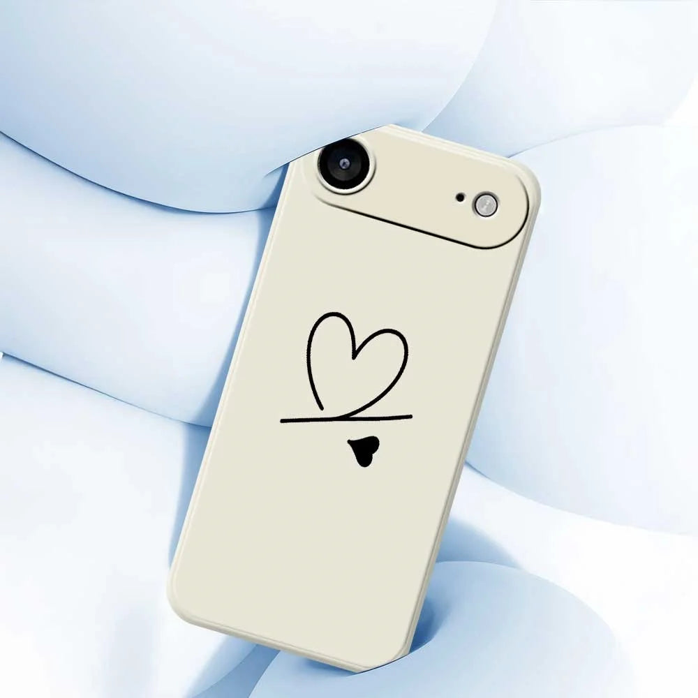 For iPhone Air Case Black Love Pattern Printing Straight Edge TPU Phone Back Cover - Beige - 5