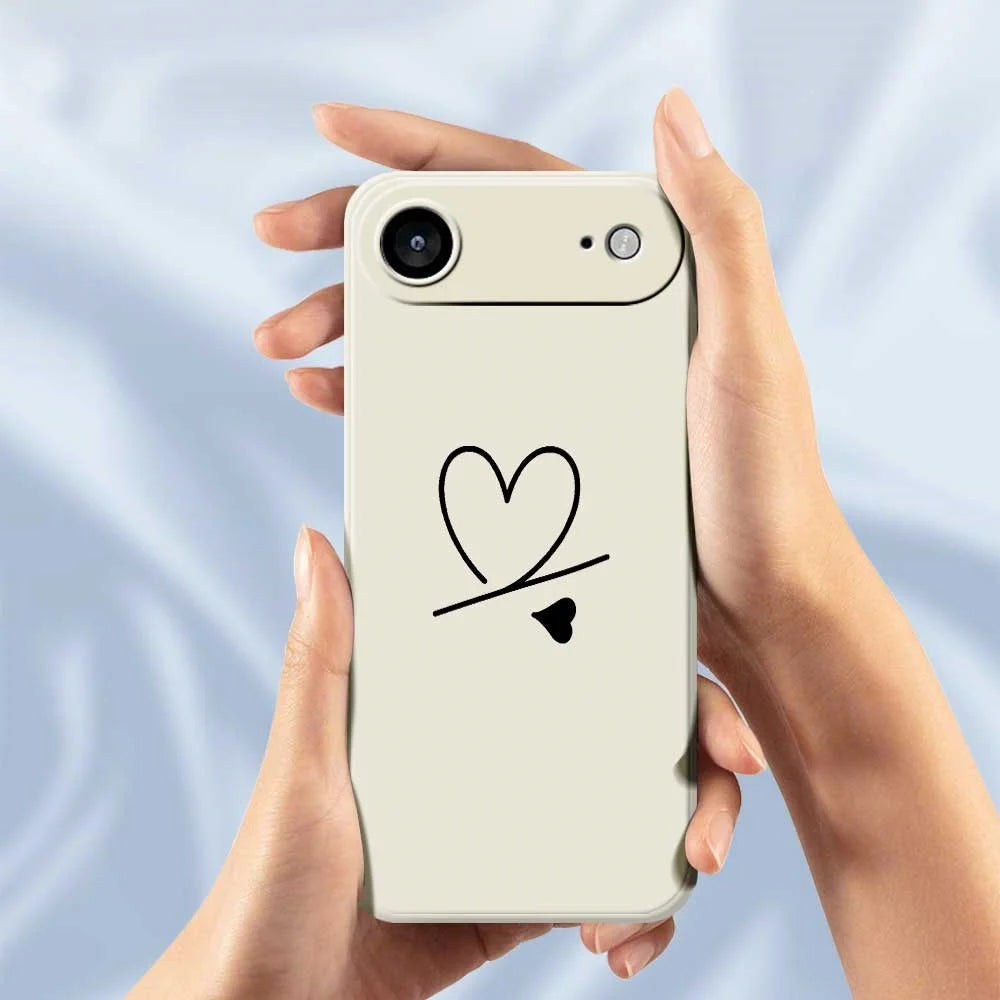 For iPhone Air Case Black Love Pattern Printing Straight Edge TPU Phone Back Cover - Beige - 6