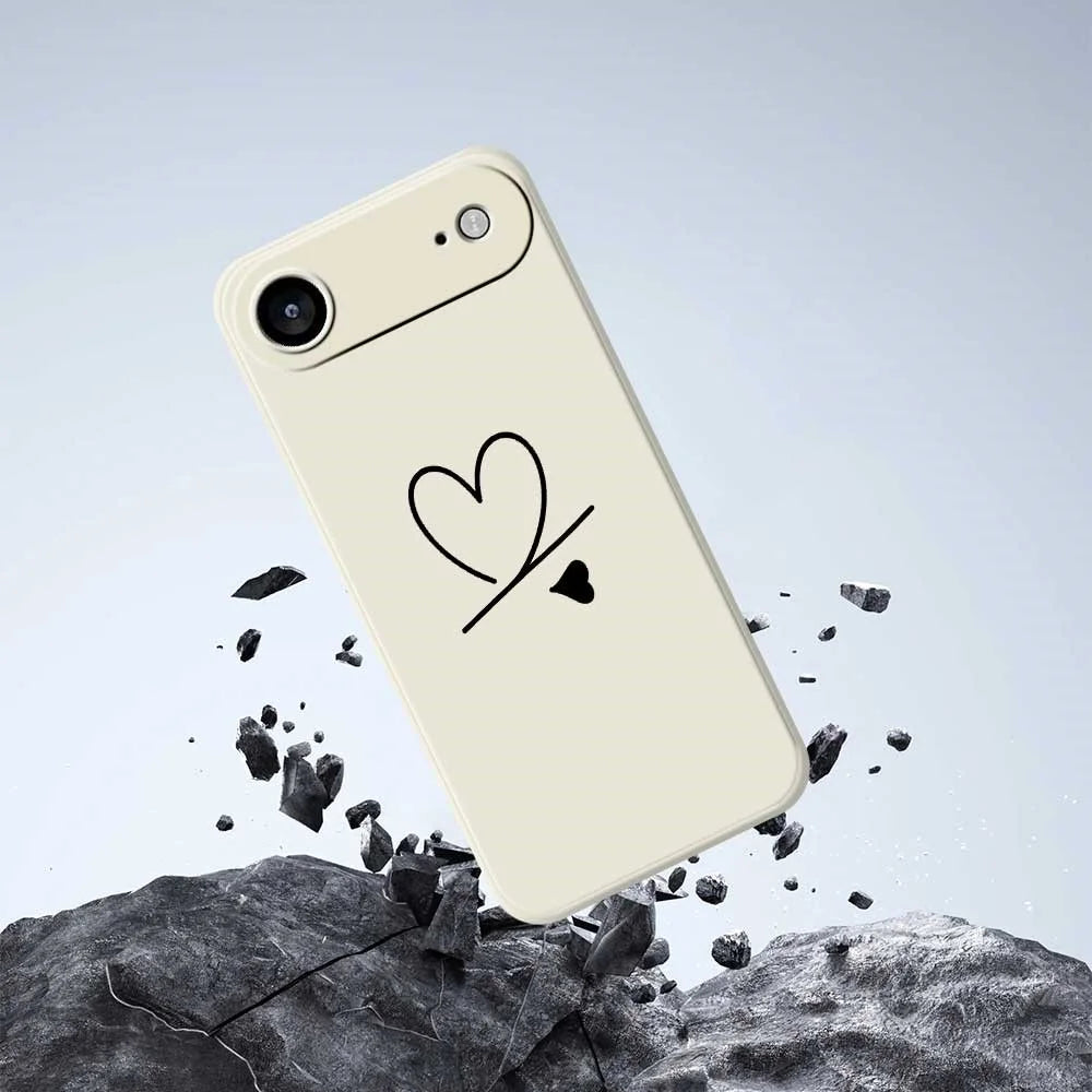 For iPhone Air Case Black Love Pattern Printing Straight Edge TPU Phone Back Cover - Beige - 7