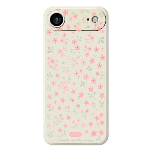 For iPhone Air Case Pink Small Flowers Pattern Printing Straight Edge TPU Phone Back Cover - Beige - 1