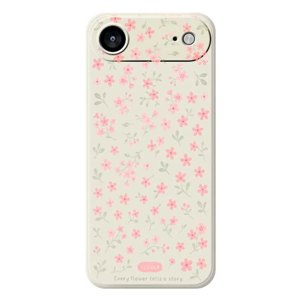 For iPhone Air Case Pink Small Flowers Pattern Printing Straight Edge TPU Phone Back Cover - Beige - 1