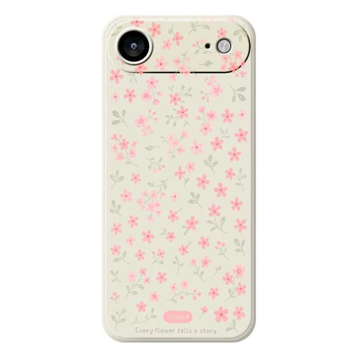 For iPhone Air Case Pink Small Flowers Pattern Printing Straight Edge TPU Phone Back Cover - Beige - 1