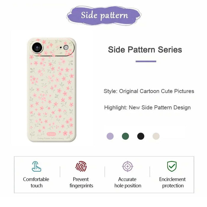 For iPhone Air Case Pink Small Flowers Pattern Printing Straight Edge TPU Phone Back Cover - Beige - 2