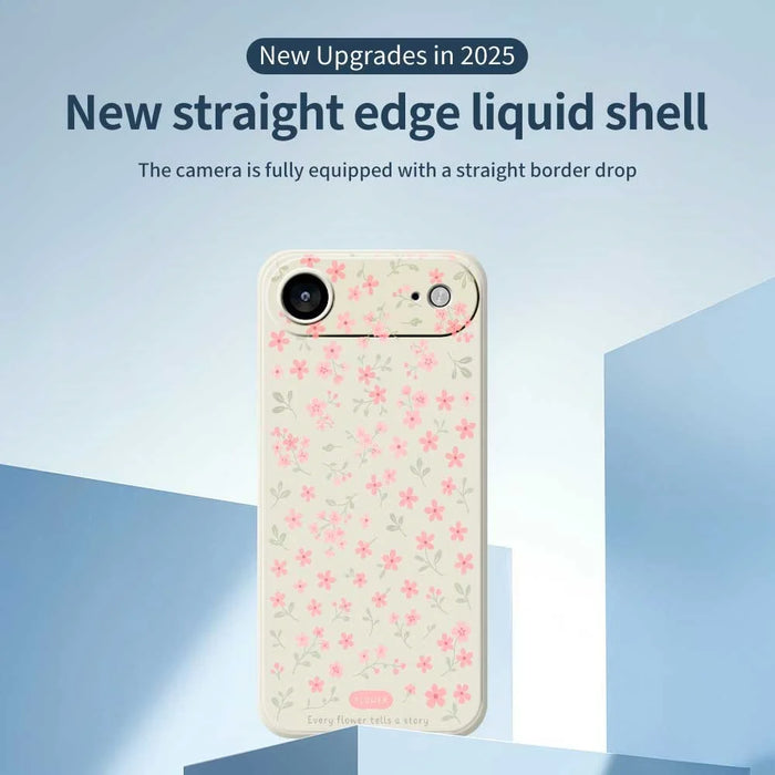 For iPhone Air Case Pink Small Flowers Pattern Printing Straight Edge TPU Phone Back Cover - Beige - 3