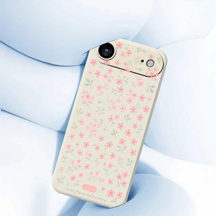 For iPhone Air Case Pink Small Flowers Pattern Printing Straight Edge TPU Phone Back Cover - Beige - 5
