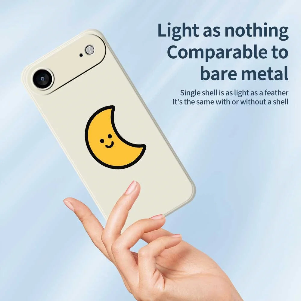 For iPhone Air Case Yellow Moon Pattern Printing Straight Edge TPU Phone Back Cover - Beige - 4