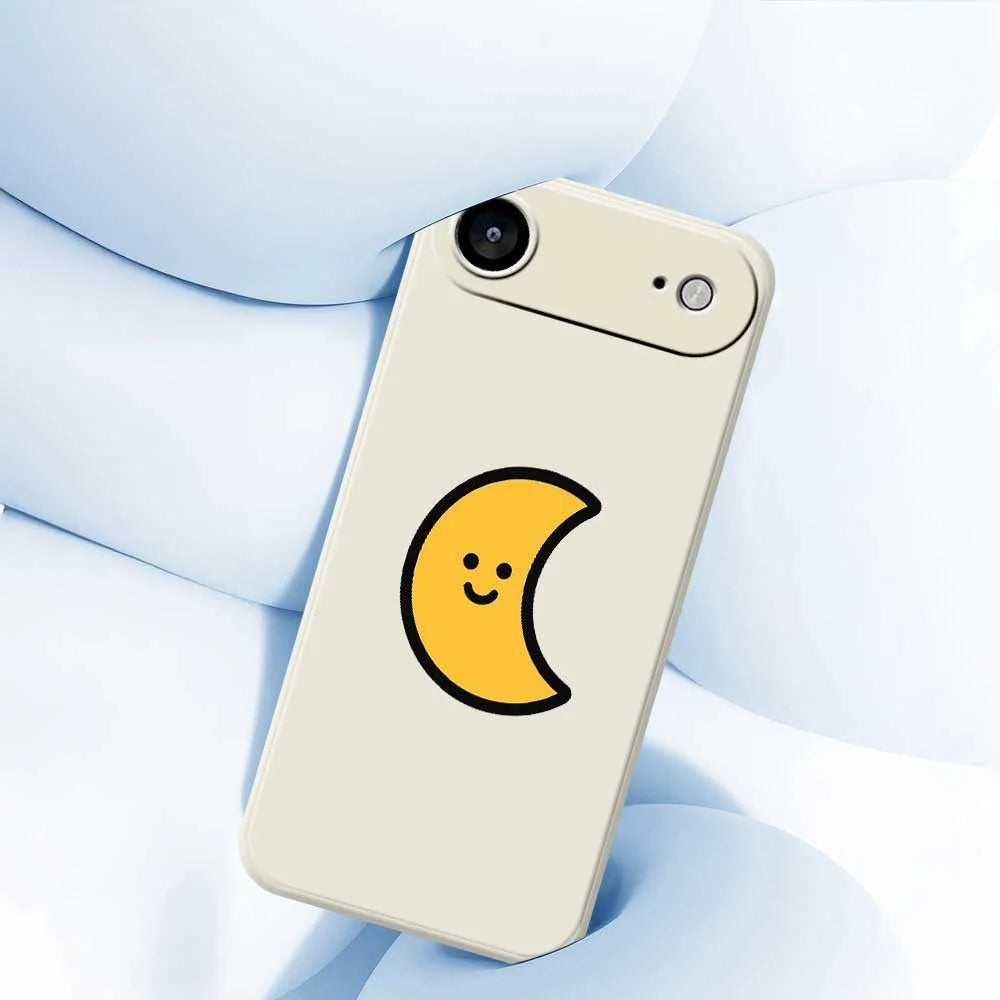 For iPhone Air Case Yellow Moon Pattern Printing Straight Edge TPU Phone Back Cover - Beige - 5