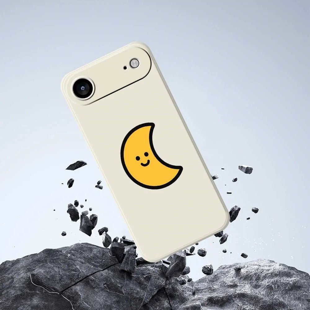For iPhone Air Case Yellow Moon Pattern Printing Straight Edge TPU Phone Back Cover - Beige - 7