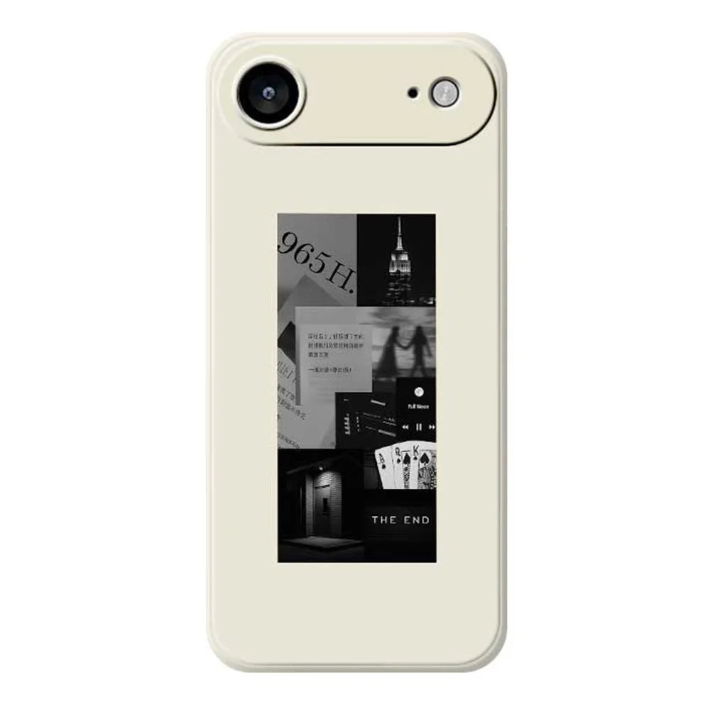 For iPhone Air Case Stitching Photos Pattern Printing Straight Edge TPU Phone Back Cover - Beige - 1