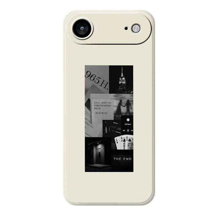 For iPhone Air Case Stitching Photos Pattern Printing Straight Edge TPU Phone Back Cover - Beige - 1