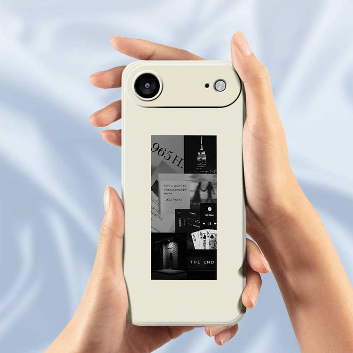 For iPhone Air Case Stitching Photos Pattern Printing Straight Edge TPU Phone Back Cover - Beige - 6