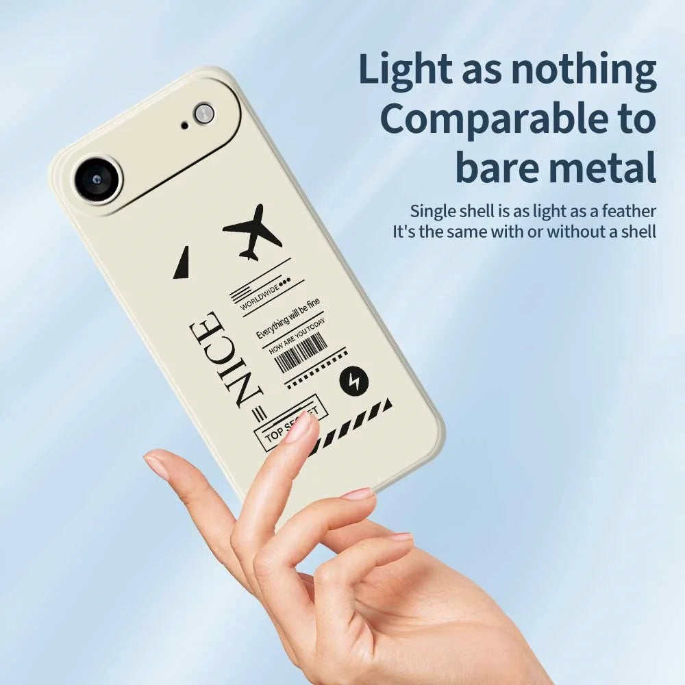 For iPhone Air Case Boarding Ticket Pattern Printing Straight Edge TPU Phone Back Cover - Beige - 4