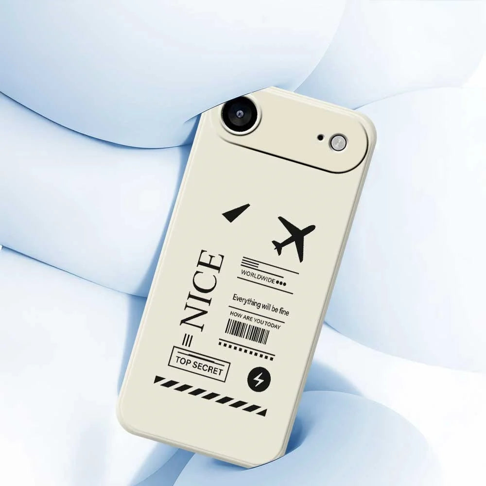 For iPhone Air Case Boarding Ticket Pattern Printing Straight Edge TPU Phone Back Cover - Beige - 5
