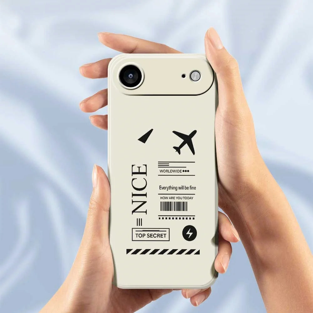 For iPhone Air Case Boarding Ticket Pattern Printing Straight Edge TPU Phone Back Cover - Beige - 6