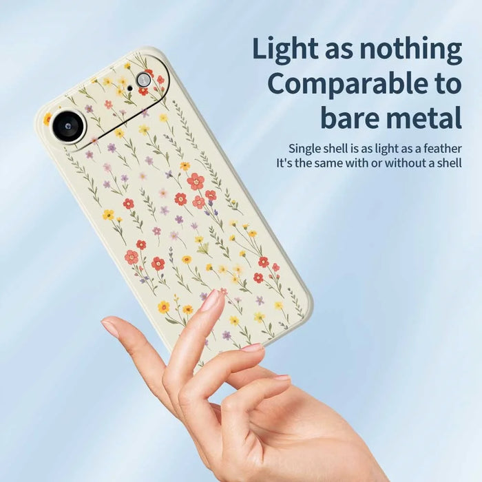 For iPhone Air Case Flowers and Grass Pattern Printing Straight Edge TPU Phone Back Cover - Beige - 4