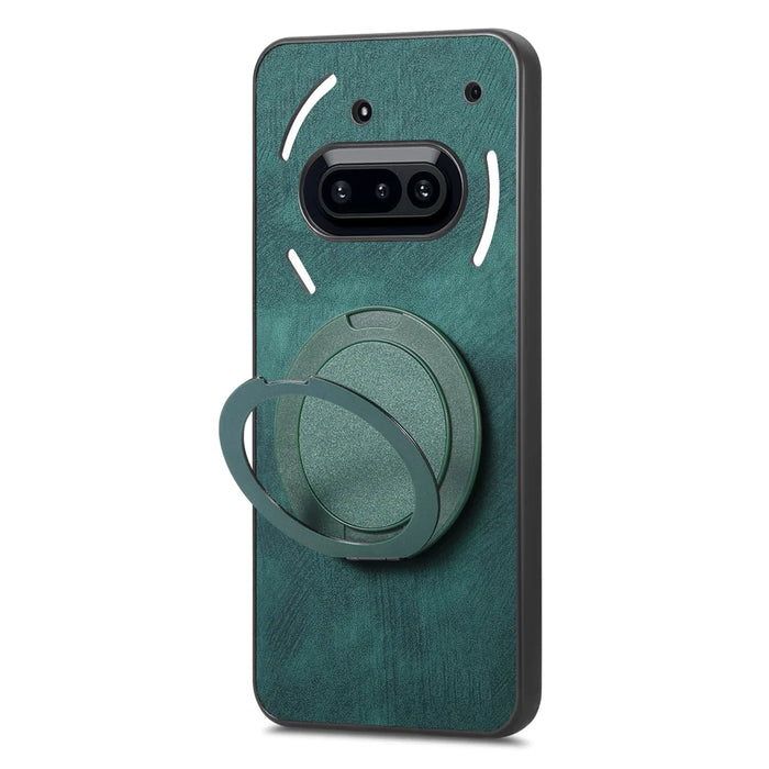 For Nothing Phone (3a) Phone Case with Rotating Kickstand Stress Relief Retro Leather Back Cover - Green - 3