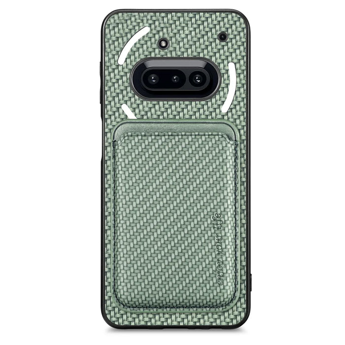 For Nothing Phone (3a) Case Magnetic Detachable Card Holder Phone Back Cover - Green - 1