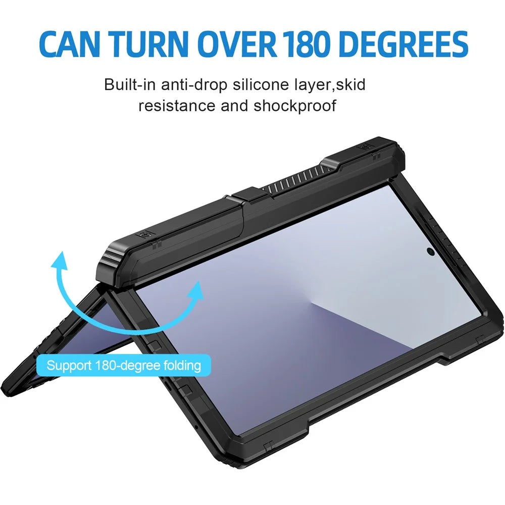 For Samsung Galaxy Z Fold7 5G Case Aluminium Alloy + Silicone Kickstand Cover with PET Screen Film - Black - 4