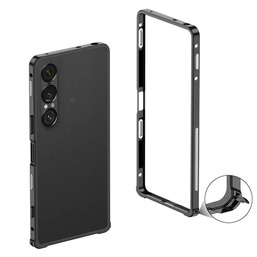 For Sony Xperia 1 VII Bumper Case Metal Frame Heat Dissipation Cover - Black - 1