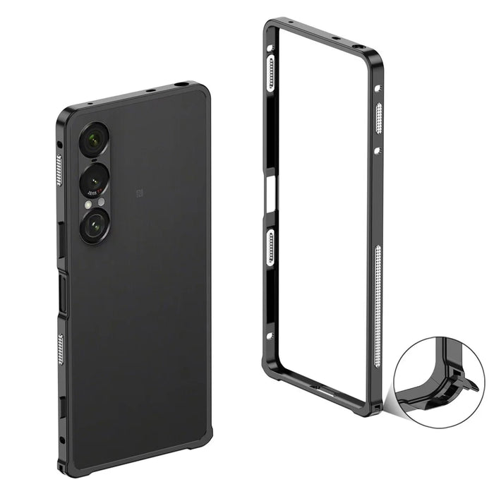 For Sony Xperia 1 VII Bumper Case Metal Frame Heat Dissipation Cover - Black - 1