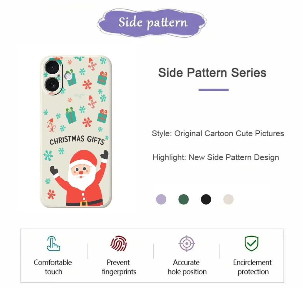 For iPhone 17 Case Christmas Gifts Pattern Printing Straight Edge TPU Phone Back Cover - Green - 7