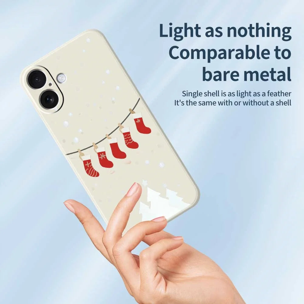 For iPhone 17 Case Christmas Stockings Pattern Printing Straight Edge TPU Phone Back Cover - Green - 3