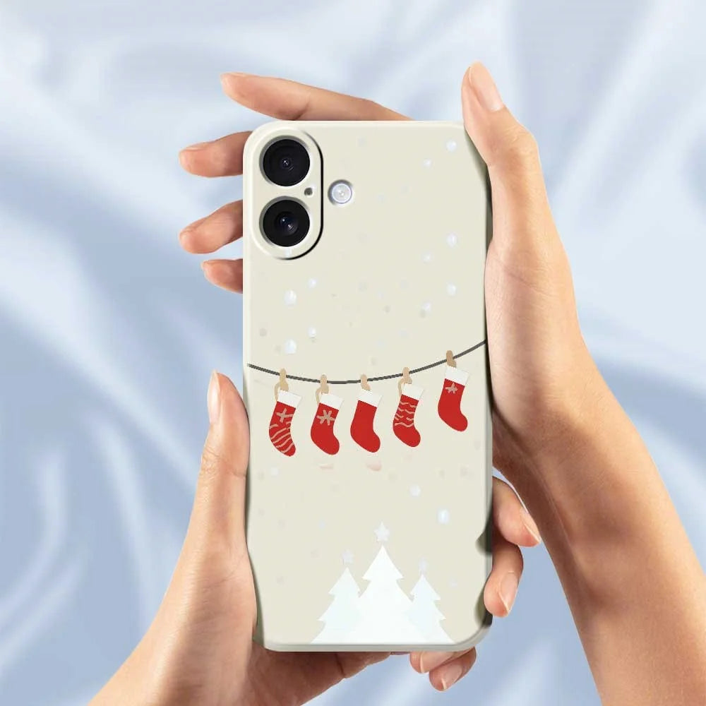 For iPhone 17 Case Christmas Stockings Pattern Printing Straight Edge TPU Phone Back Cover - Green - 4