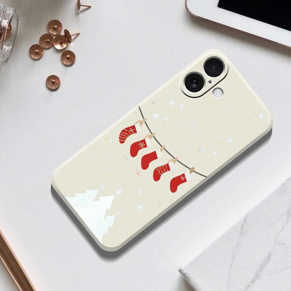 For iPhone 17 Case Christmas Stockings Pattern Printing Straight Edge TPU Phone Back Cover - Green - 6