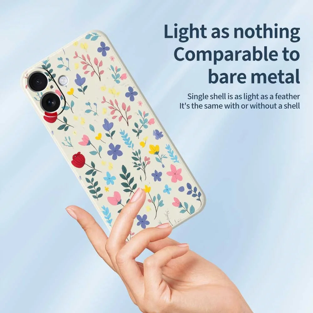 For iPhone 17 Case Colorful Flower Branches Pattern Printing Straight Edge TPU Phone Back Cover - Beige - 3