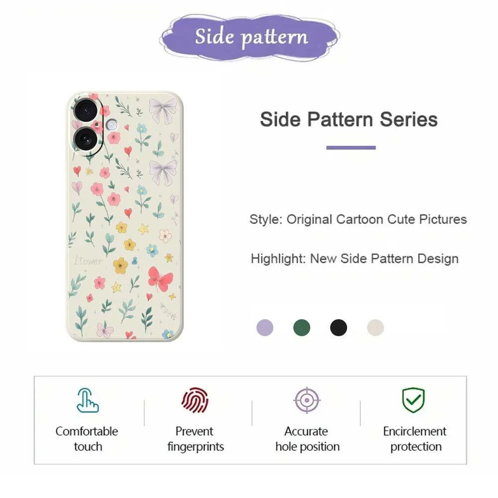 For iPhone 17 Case Floral Bow Pattern Printing Straight Edge TPU Phone Back Cover - Beige - 2