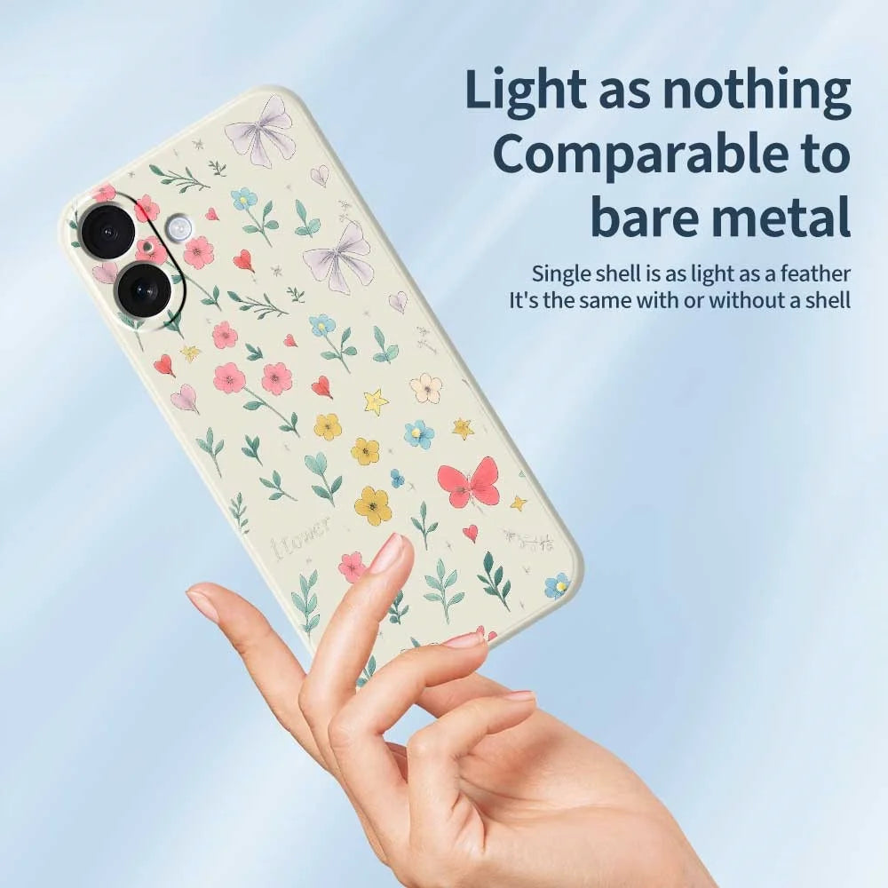 For iPhone 17 Case Floral Bow Pattern Printing Straight Edge TPU Phone Back Cover - Beige - 4