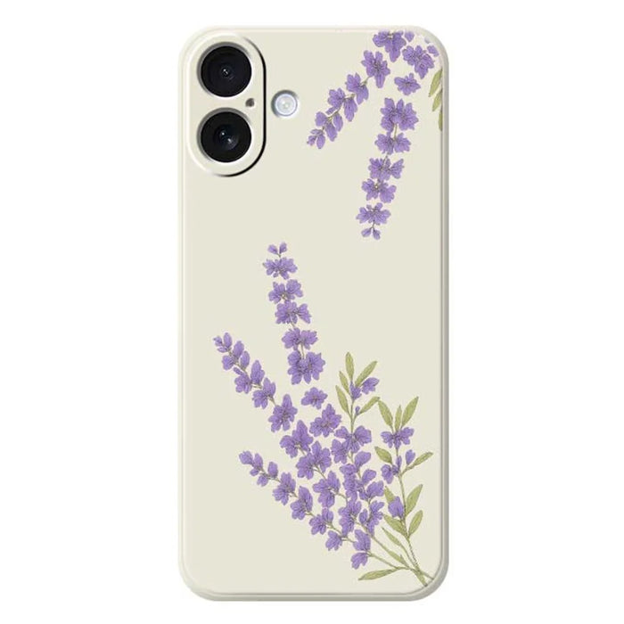 For iPhone 17 Case Lavender Pattern Printing Straight Edge TPU Phone Back Cover - Beige - 1