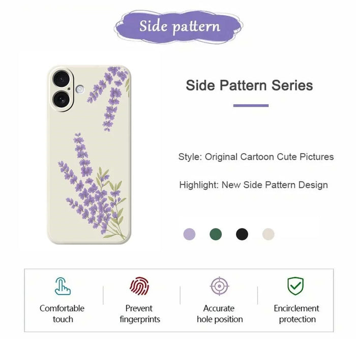 For iPhone 17 Case Lavender Pattern Printing Straight Edge TPU Phone Back Cover - Beige - 2