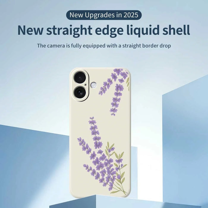For iPhone 17 Case Lavender Pattern Printing Straight Edge TPU Phone Back Cover - Beige - 3