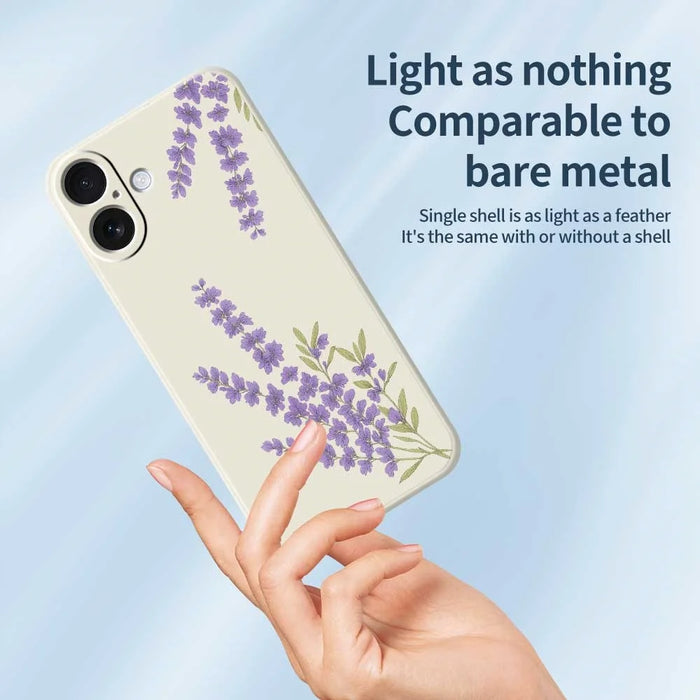 For iPhone 17 Case Lavender Pattern Printing Straight Edge TPU Phone Back Cover - Beige - 4