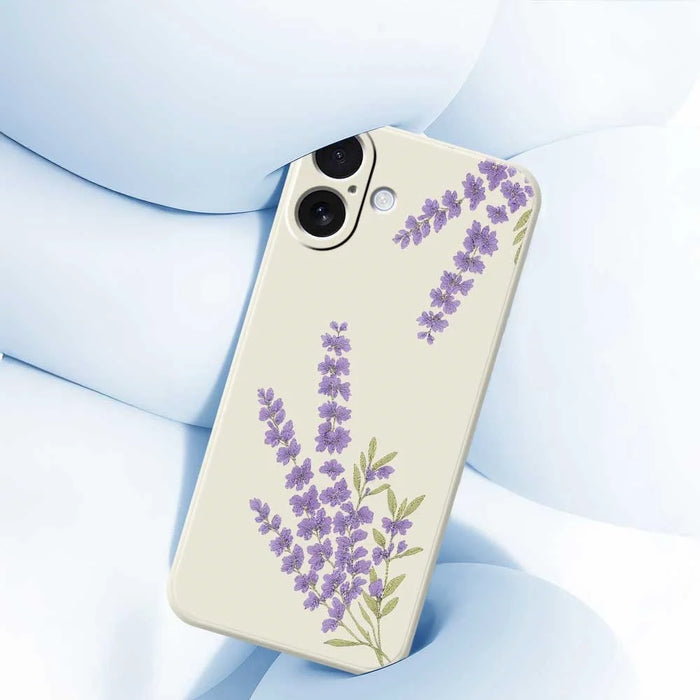 For iPhone 17 Case Lavender Pattern Printing Straight Edge TPU Phone Back Cover - Beige - 5