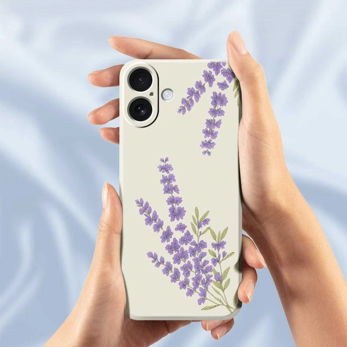 For iPhone 17 Case Lavender Pattern Printing Straight Edge TPU Phone Back Cover - Beige - 6
