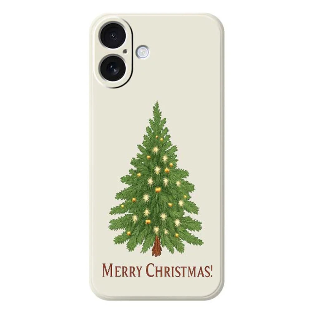 For iPhone 17 Case Christmas Tree Pattern Printing Straight Edge TPU Phone Back Cover - Beige - 1