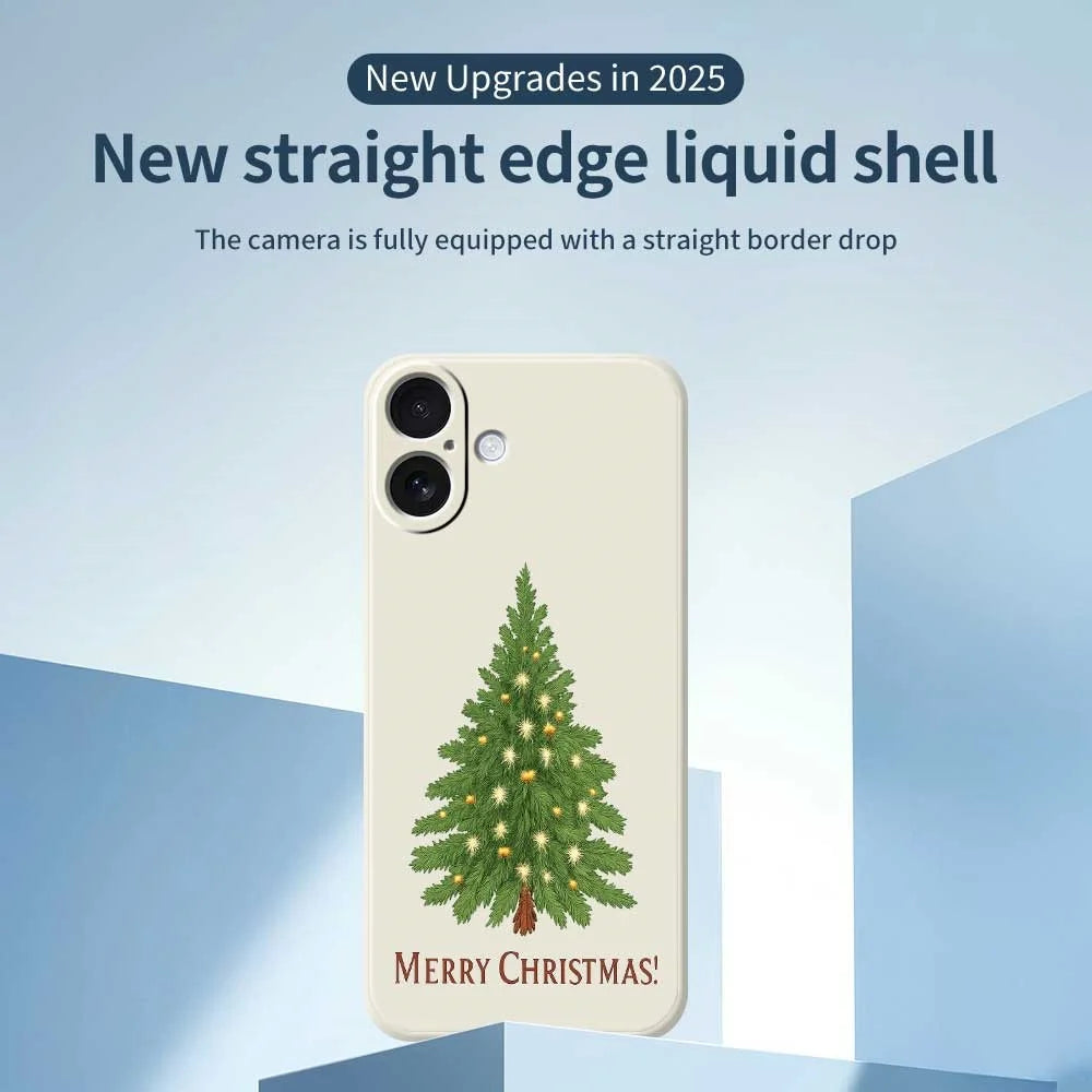 For iPhone 17 Case Christmas Tree Pattern Printing Straight Edge TPU Phone Back Cover - Beige - 3