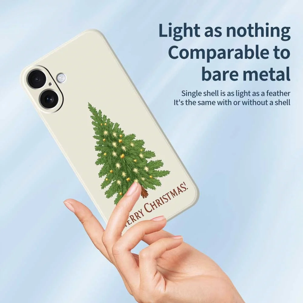 For iPhone 17 Case Christmas Tree Pattern Printing Straight Edge TPU Phone Back Cover - Beige - 4