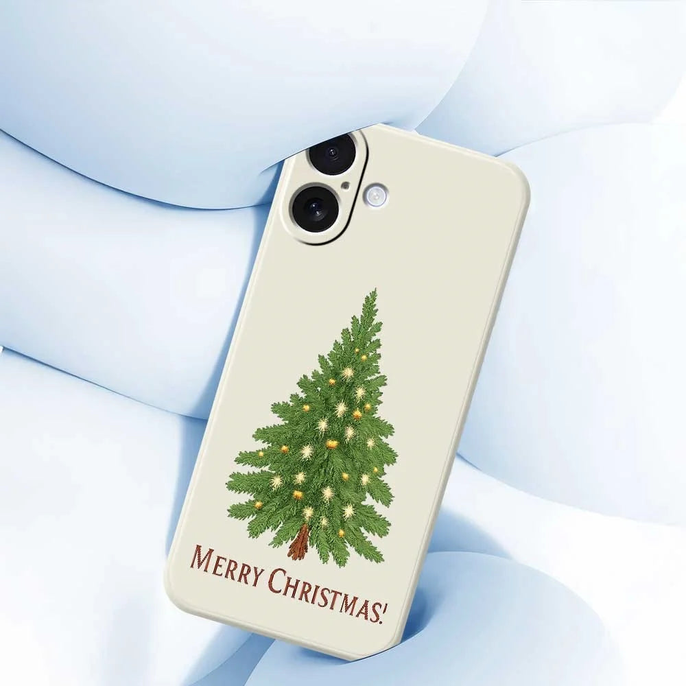 For iPhone 17 Case Christmas Tree Pattern Printing Straight Edge TPU Phone Back Cover - Beige - 5