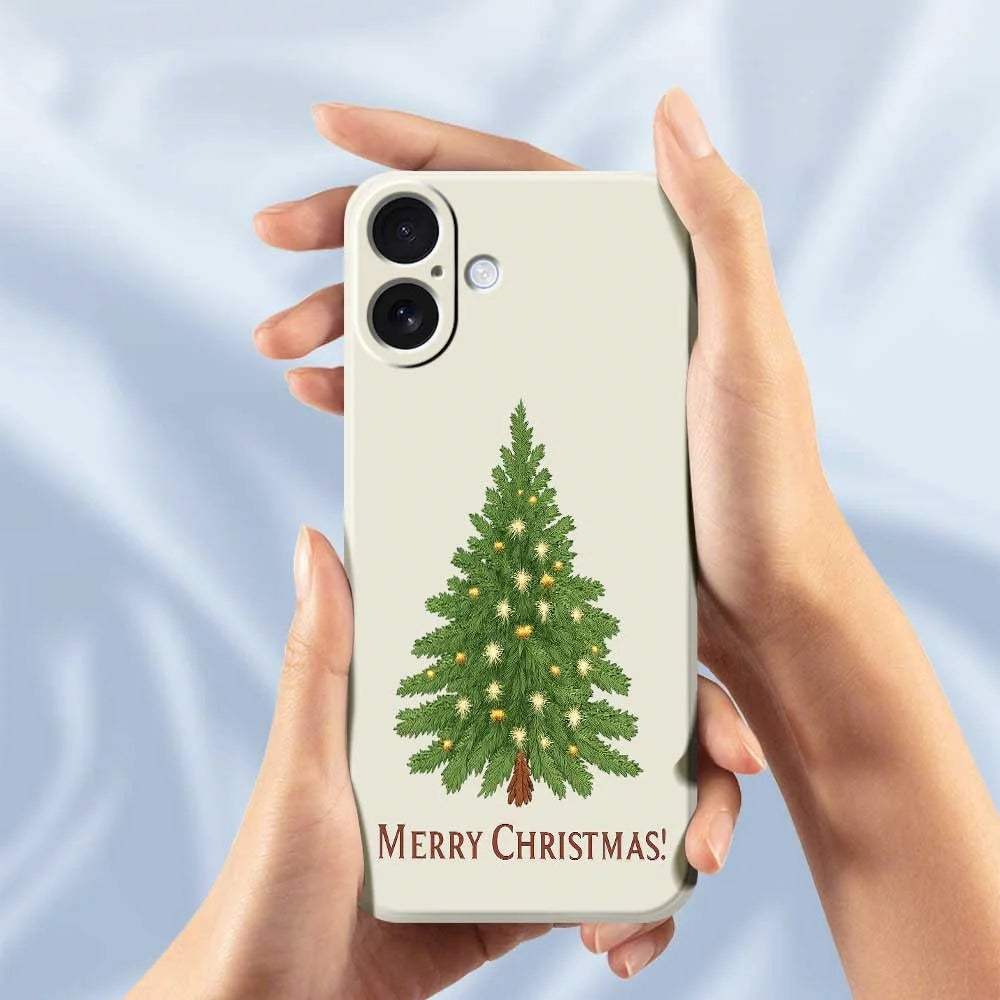 For iPhone 17 Case Christmas Tree Pattern Printing Straight Edge TPU Phone Back Cover - Beige - 6
