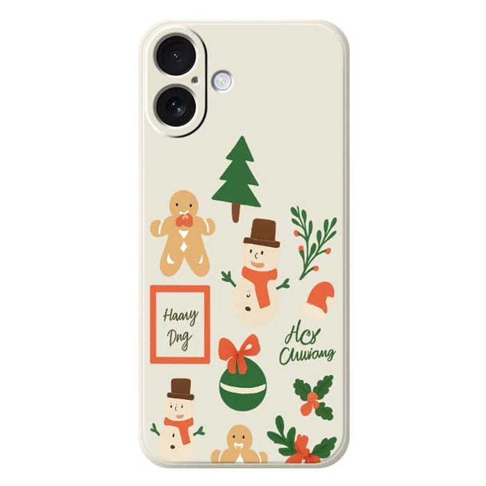 For iPhone 17 Case Christmas Snowman Pattern Printing Straight Edge TPU Phone Back Cover - Beige - 1