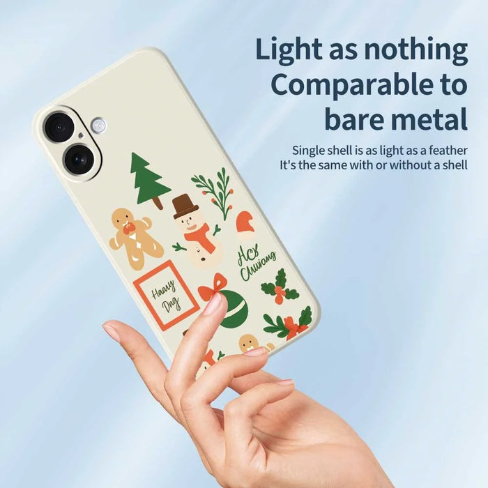 For iPhone 17 Case Christmas Snowman Pattern Printing Straight Edge TPU Phone Back Cover - Beige - 4
