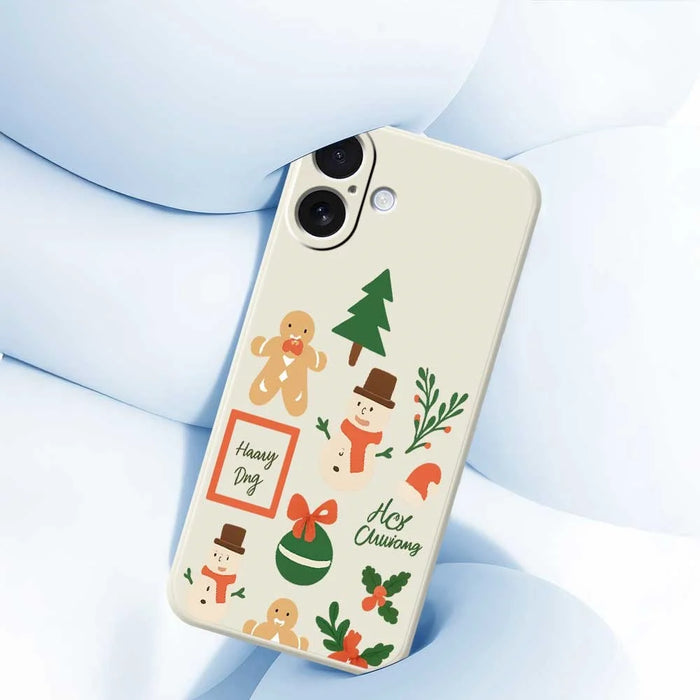 For iPhone 17 Case Christmas Snowman Pattern Printing Straight Edge TPU Phone Back Cover - Beige - 5