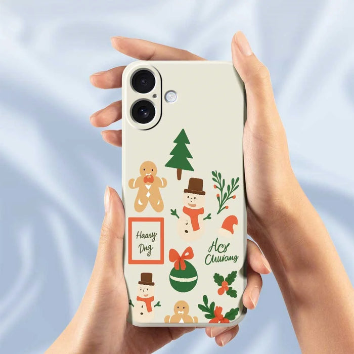 For iPhone 17 Case Christmas Snowman Pattern Printing Straight Edge TPU Phone Back Cover - Beige - 6