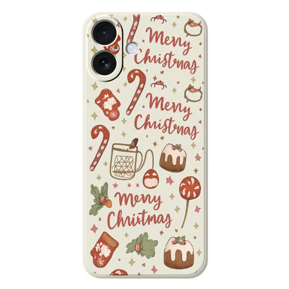 For iPhone 17 Case Christmas Snowman Pattern Printing Straight Edge TPU Phone Back Cover - Beige - 1