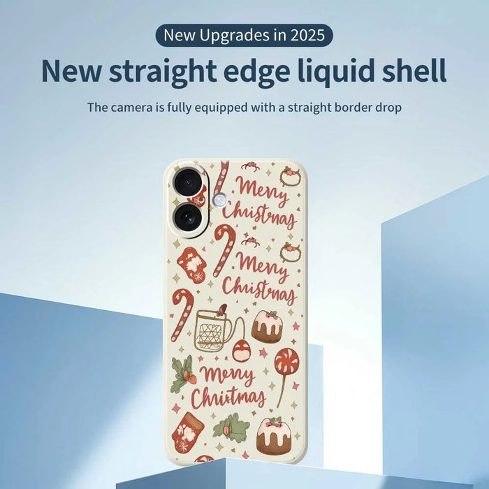 For iPhone 17 Case Christmas Snowman Pattern Printing Straight Edge TPU Phone Back Cover - Beige - 3