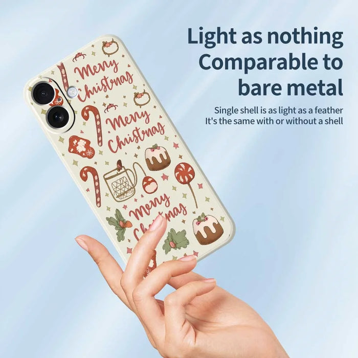 For iPhone 17 Case Christmas Snowman Pattern Printing Straight Edge TPU Phone Back Cover - Beige - 4